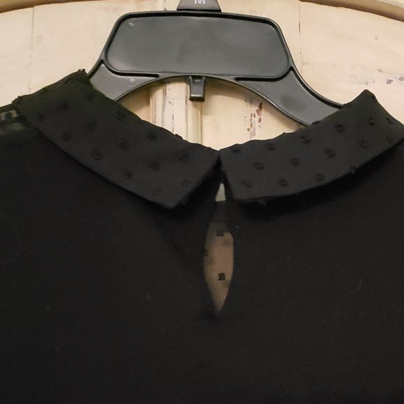 Adrianna Papell short sleeve knit sweater with sheer dot textured chiffon - Picture 9 of 16